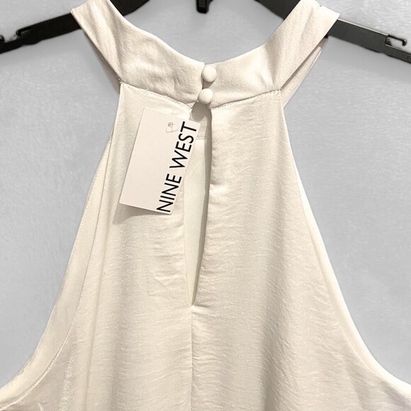 Nine West Ruffle Hem Sleeveless Mock Halter Dress White Size XXL - Picture 3 of 5